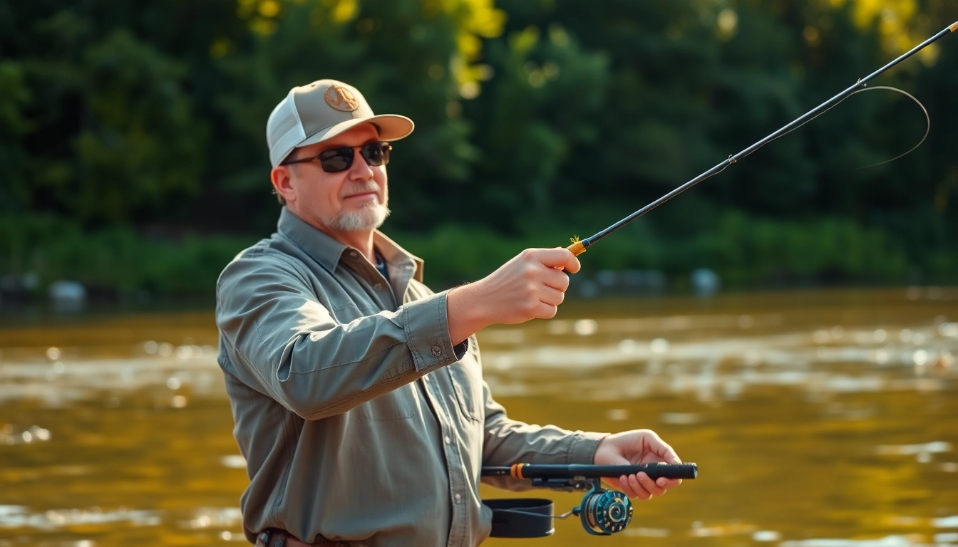 Engaging fly fishing lessons near me by a professional instructor on a tranquil river.
