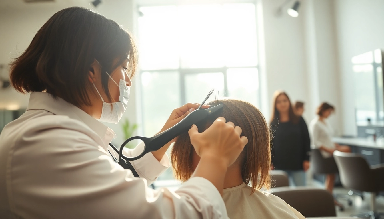 Stylish tunsoare bucuresti performed by a professional hairstylist in a modern salon.