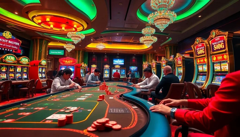 Experience high-stakes gaming excitement with SHBET's vibrant casino atmosphere at https://shbet.law/, featuring poker tables and slot machines.