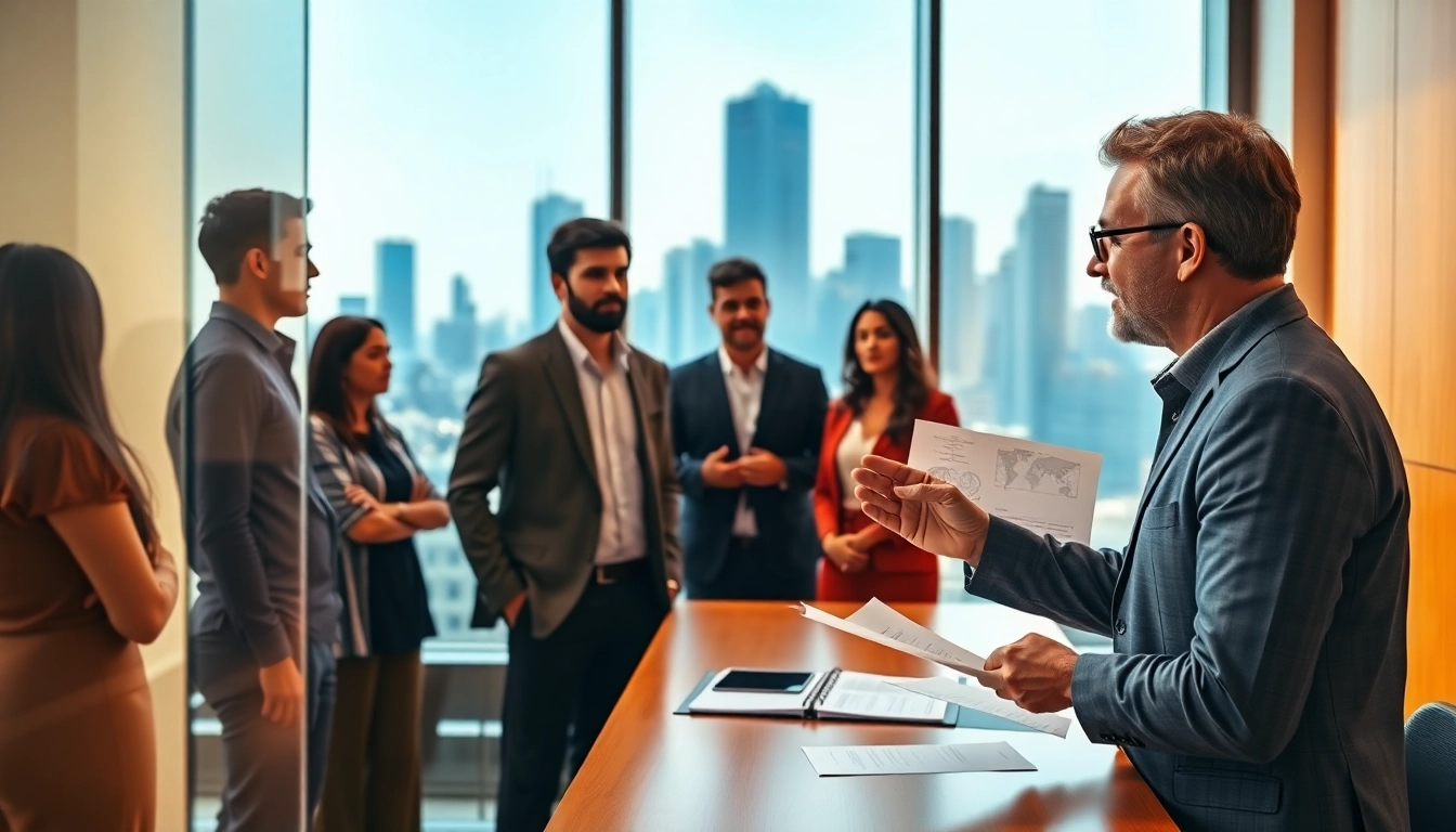 Business coach Los Angeles facilitating a strategic discussion in a modern office.