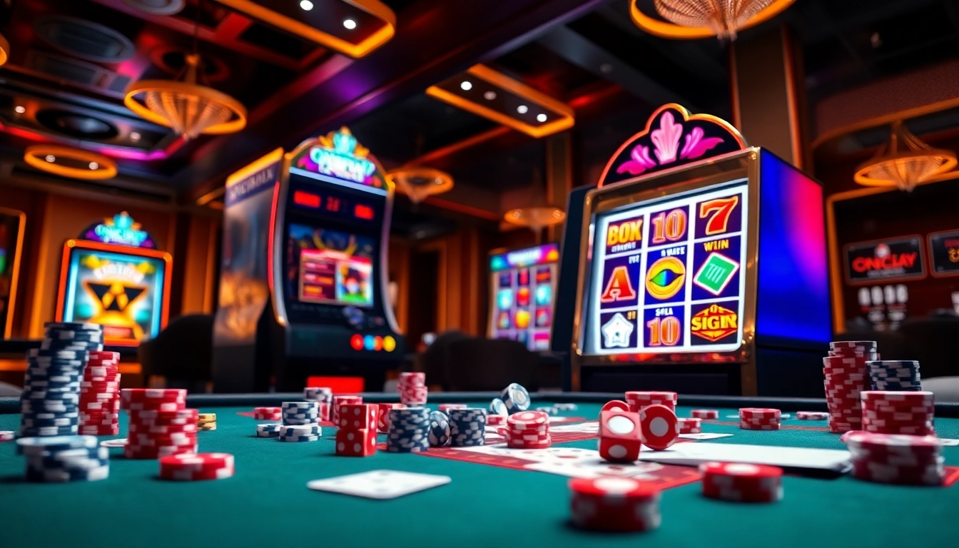 Engage with Onicplay's thrilling slot machine experience in a vibrant casino setting.