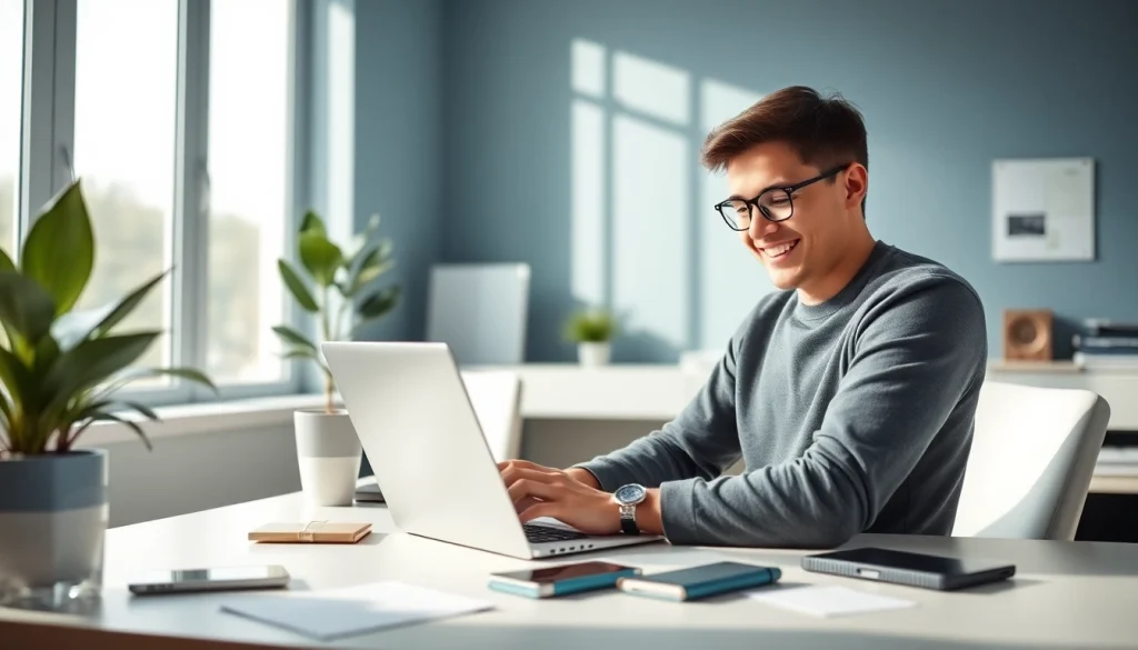 在舒适的家庭办公室里，使用现代笔记本电脑进行 WhatsApp Web 的互动。