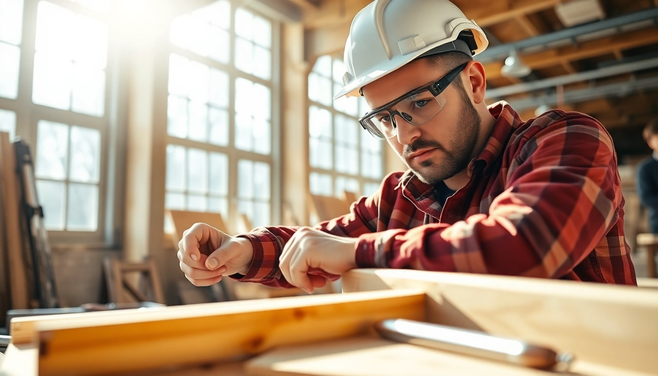 Find Carpentry Apprenticeship Near Me with skilled carpenter in a bright workshop.