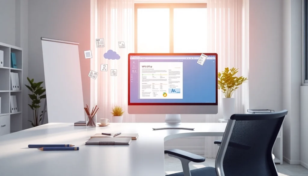 现代工作区电脑上显示的 WPS Office，彰显生产力与效率。