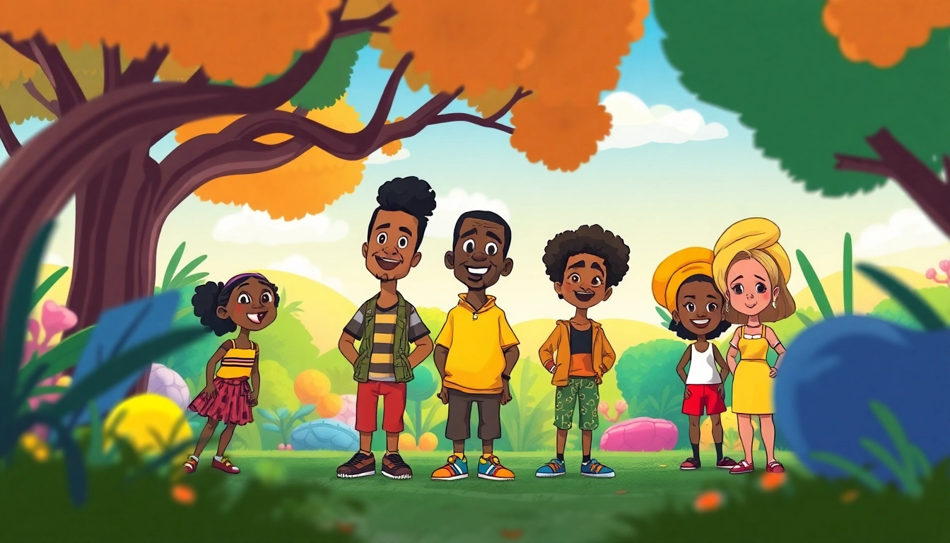 A vibrant collage of African American cartoons characters celebrating diversity in animation.