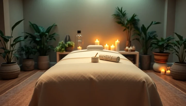 부드러운 조명과 자연 요소로 구성된 편안한 구미스웨디시 마사지 환경.