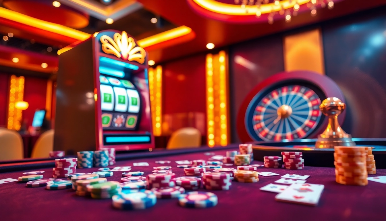 Enjoy the thrill of gaming with pen4d alternatif at an engaging casino atmosphere featuring vibrant slot machines and poker chips.