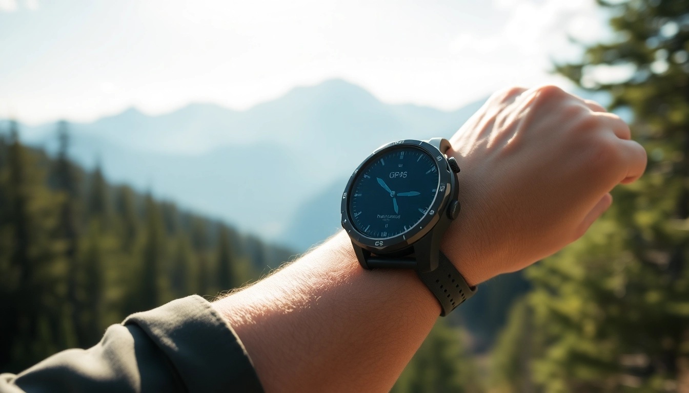 Discover the Explorer Plus GPS Smart Watch showcasing its features against a breathtaking outdoor backdrop.