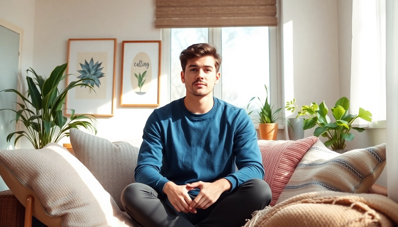 Anxiety symptoms depicted through a thoughtful individual in a serene environment.