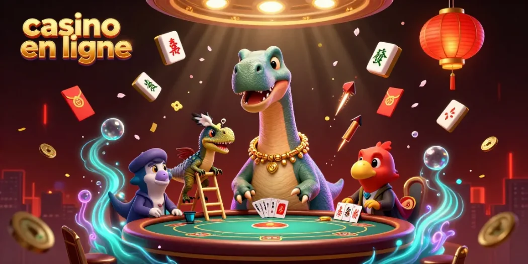 Jouer au casino en ligne avec des éléments colorés et dynamiques dans un monde de dinosaures.