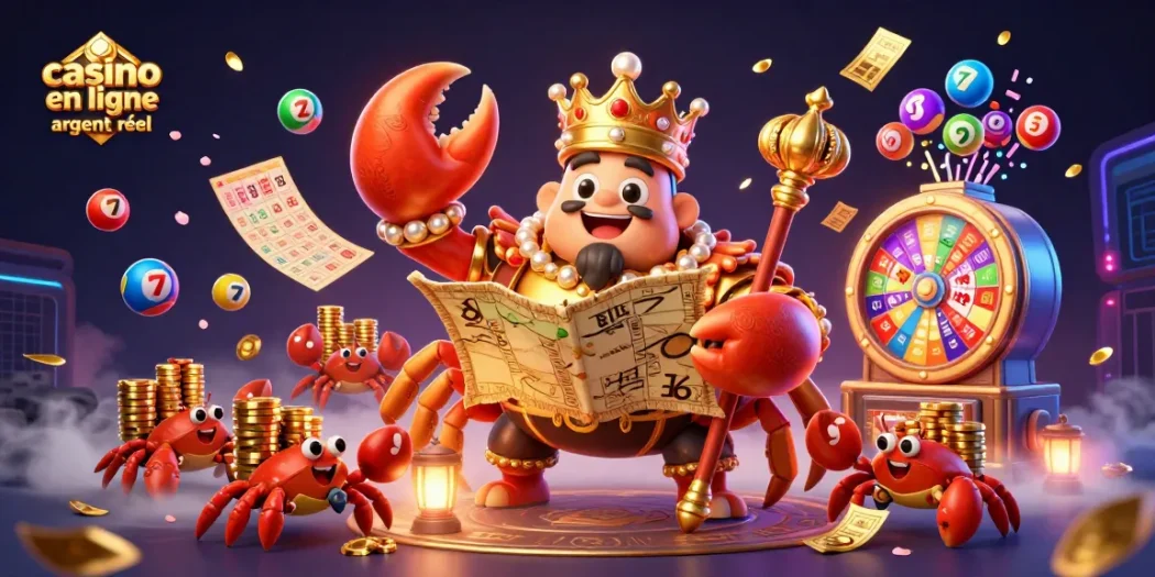 Plongez dans le monde du casino en ligne argent réel avec un crabe géant et des éléments de jeu