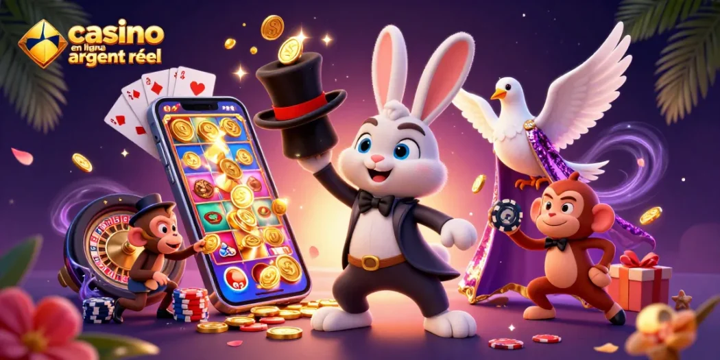 Gagnez des jetons en jouant au casino en ligne argent réel avec une illustration magique.